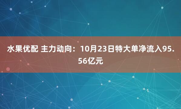 水果优配 主力动向：10月23日特大单净流入95.56亿元